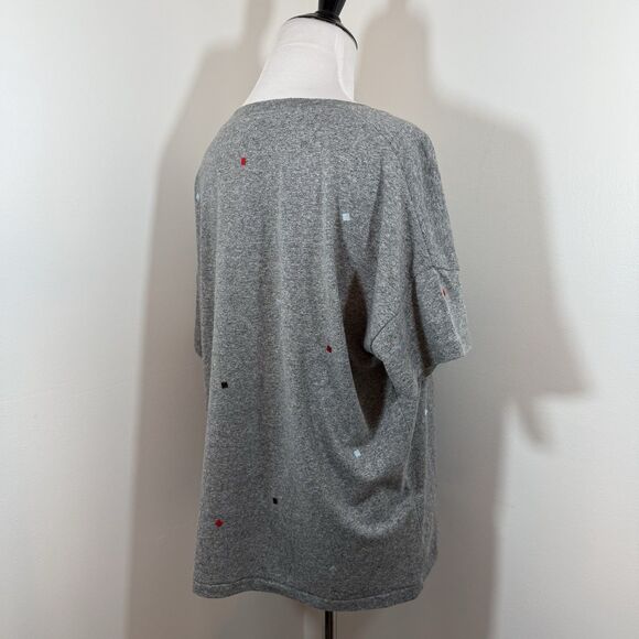 Madewell Women's S U-Neck Embroidered Tee T-Shirt Gray Cotton Viscose Poly - Picture 4 of 9